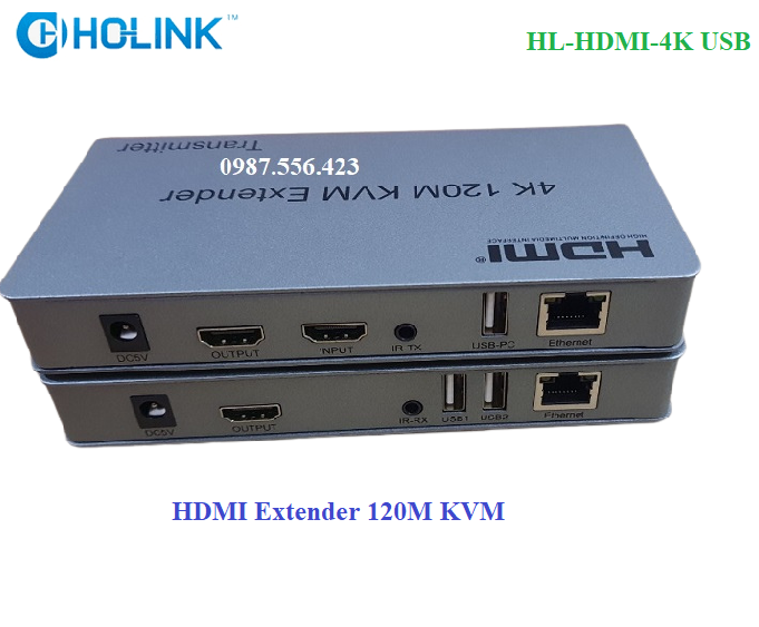 Bộ kéo dài HDMI 120m có USB Holink HL-HDMI-4K USB