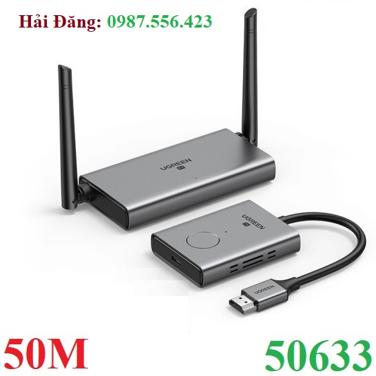 Bộ phát nhận tín hiệu HDMI+VGA không dây 50m 1080p@60hz sóng 5Ghz Ugreen 50633A chính hãng