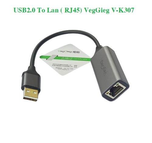 Cáp USB 2.0 to lan , cạc mạng USB 2.0 sang RJ45 VegGieg  V-K307