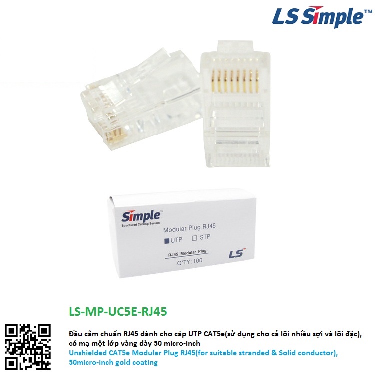 Hạt Mạng LS-VINA LS-MP-UC5E-RJ45 Hạt Mạng LS-VINA LS-MP-UC5E-RJ45