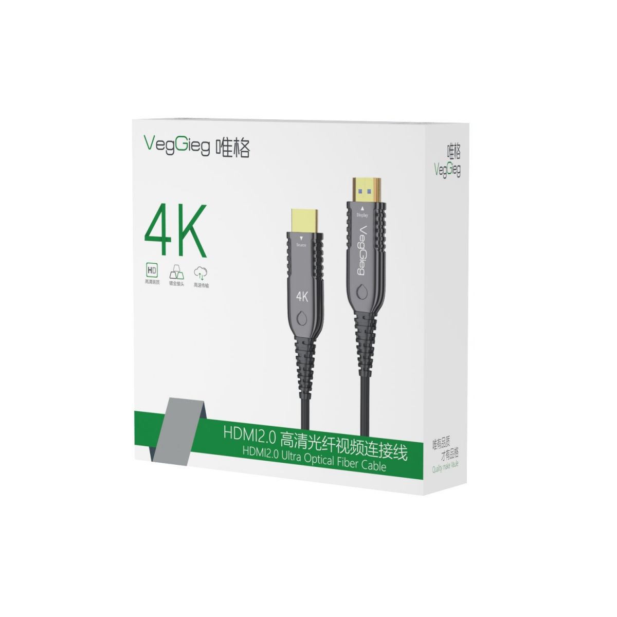 Cáp HDMI quang dài 40M chuẩn 4K60Hz hàng chính hãng VegGieg VH-714
