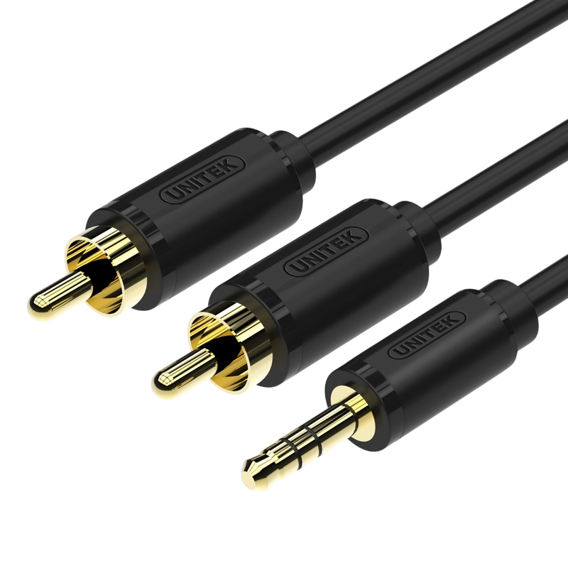 Cáp âm thanh UNITEK C9022BK dài 3m, 3.5mm sang 2 RCA, lõi đồng, stereo rõ nét
