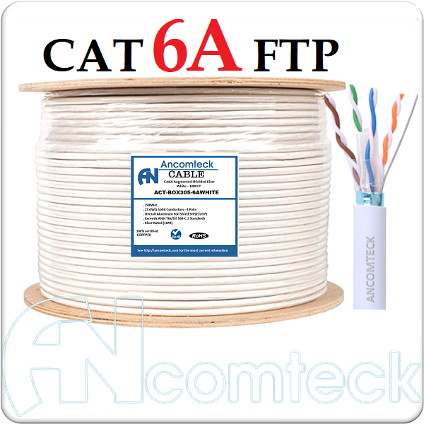 Cáp CAT6A FTP-STP Chống Nhiễu ANCOMTECK ACT-BOX305-6AWHITE