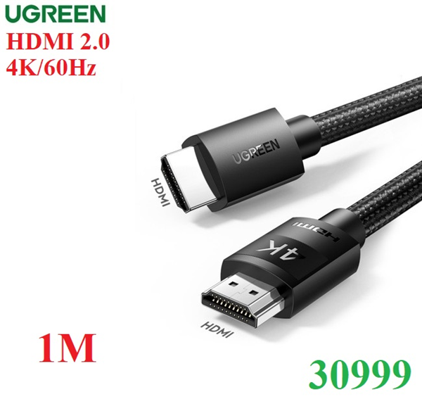 Cáp HDMI 2.0 dài 1M Ugreen 30999 độ phân giải chuẩn 4K 60hz vỏ bọc dù chắc chắn
