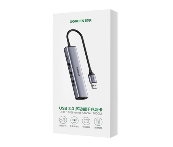 Bộ Hub chia USB 3.0 ra 3 cổng USB 3.0 + Lan Gigabit 1000Mbps Ugreen 20915
