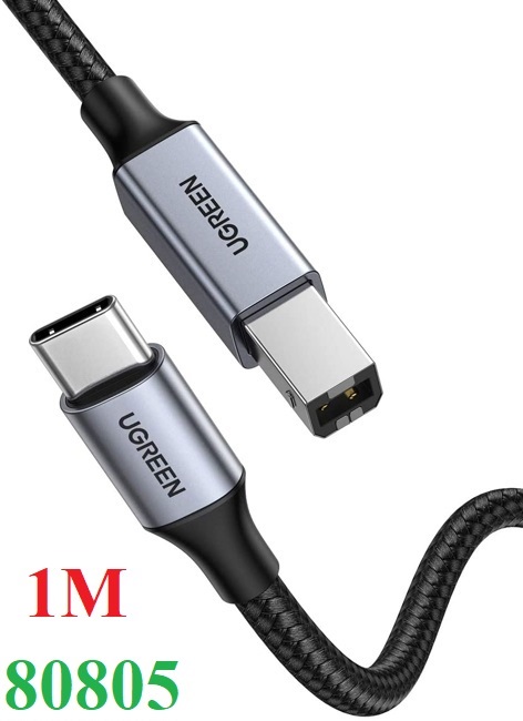 Cáp máy in USB Type-C to USB Type-B dài 1M bọc dù Ugreen 80805 chống đứt gãy 