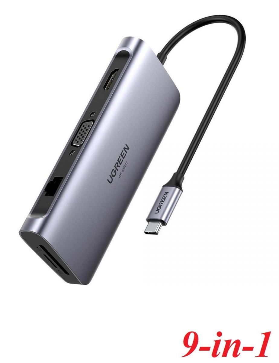 Bộ Hub USB Type-C sang HDMI Ugreen 70490 4K60HZ 9 IN 1 HDMI, Ethernet, USB 3.0