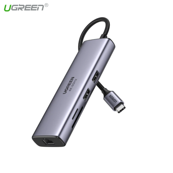 Bộ chia đầu Type C 7 in 1 - USB Type-C ra HDMI 4K60hz/USB/LAN/PD/SD/TF Ugreen 60515 cao cấp