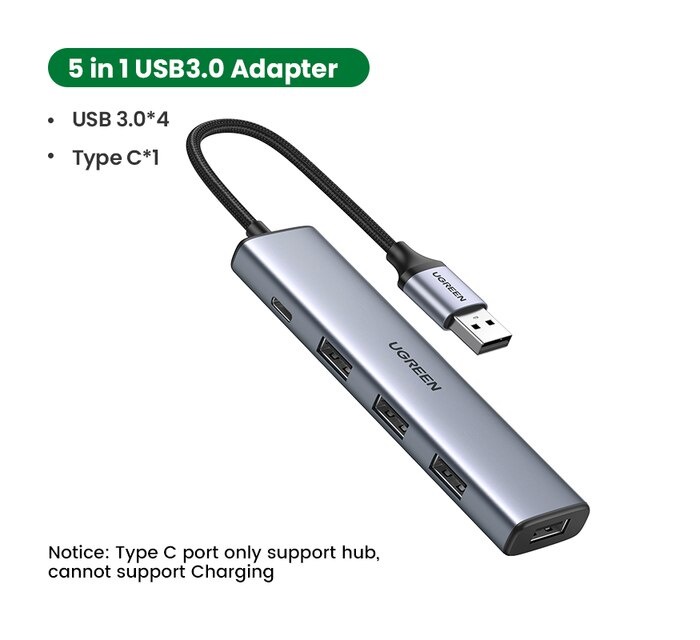 Bộ chia Hub chia USB 3.0 ra 4 cổng USB 3.0 Ugreen 20805 tốc độ 5Gbps 