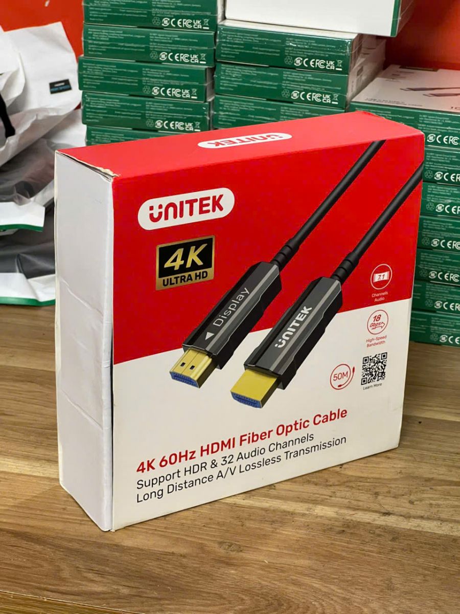 Cáp Quang HDMI 2.0 UNITEK C11072BK 10M - 4K@60Hz, HDR, Dolby Vision, ARC, Truyền Xa Ổn Định