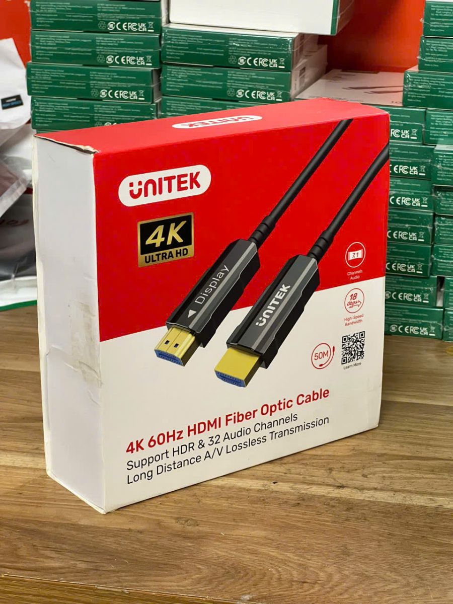 Cáp Quang HDMI 2.0 UNITEK C11072BK 10M - 4K@60Hz, HDR, Dolby Vision, ARC, Truyền Xa Ổn Định Cáp Quang HDMI 2.0 UNITEK C11072BK 10M - 4K@60Hz, HDR, Dolby Vision, ARC, Truyền Xa Ổn Định