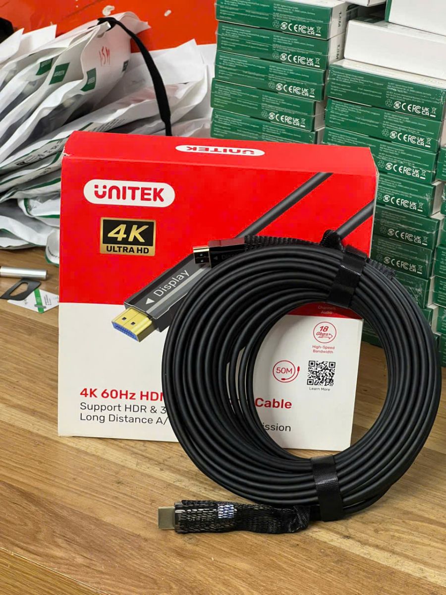Cáp Quang HDMI 2.0 UNITEK C11072BK 50M - Hỗ Trợ 4K@60Hz, Truyền Xa Không Suy Hao, Hiệu Suất Cao Cáp Quang HDMI 2.0 UNITEK C11072BK 50M - Hỗ Trợ 4K@60Hz, Truyền Xa Không Suy Hao, Hiệu Suất Cao