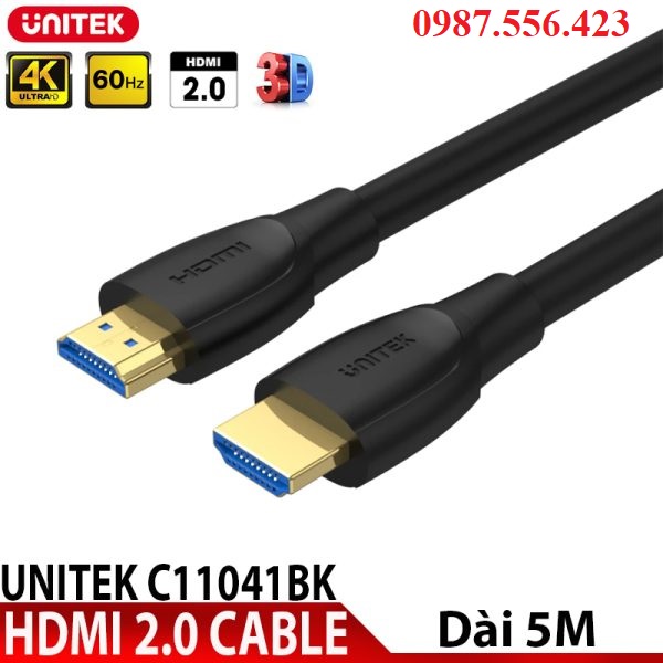 Cáp HDMI 2.0 4K60Hz Unitek dài 10m Mã C11043BK chính hãng