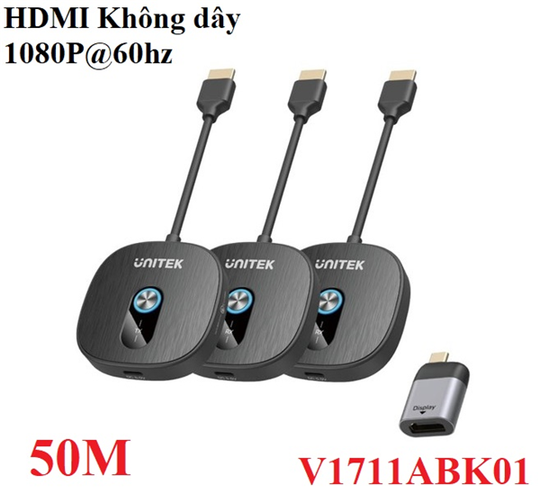 Bộ phát HDMI không dây UNITEK V1711ABK01 chính hãng truyền hình ảnh Full HD 1080P@60Hz không dây lên đến 50m