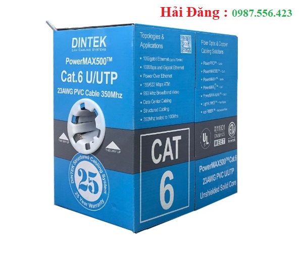 Dây cáp Mạng DINTEK CAT.6 UTP 305m mã 1101-04032 màu xám cao cấp