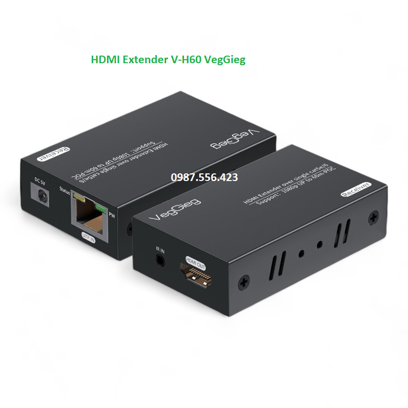 Bộ khuếch địa kéo dài tín hiệu HDMI qua lan 60M VegGieg mã V-HD60
