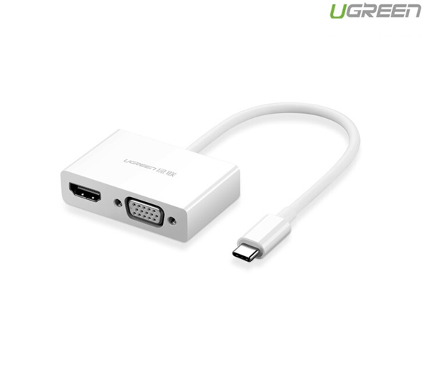 Cáp chuyển đổi USB type C to HDMI/VGA hỗ trợ full HD 3D 4Kx2K chính hãng Ugreen UG-30843