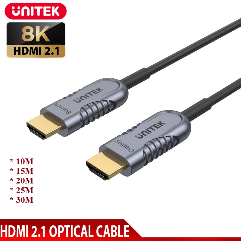 Cáp HDMI 2.1 Unitek C1064SL 30m Vỏ Kim Loại Đầu Mạ Vàng 4K