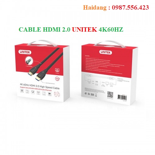 Cáp HDMI 2.0 4K60Hz Unitek dài 10m Mã C11043BK chính hãng