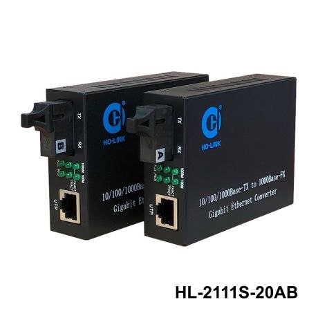 Bộ chuyển đổi quang điện 1 sợi 10/100/1000Mbps Holink HL-2111S-20A