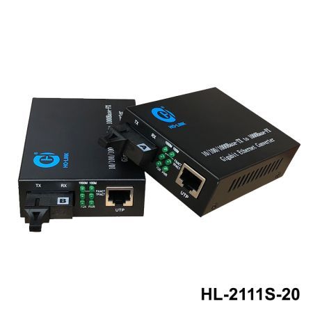 Bộ chuyển đổi quang điện 1 sợi 10/100/1000Mbps Holink HL-2111S-20A