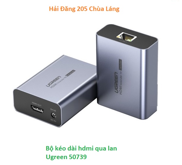 Bộ kéo dài HDMI 50m qua cáp Lan chính hãng Ugreen 50739 