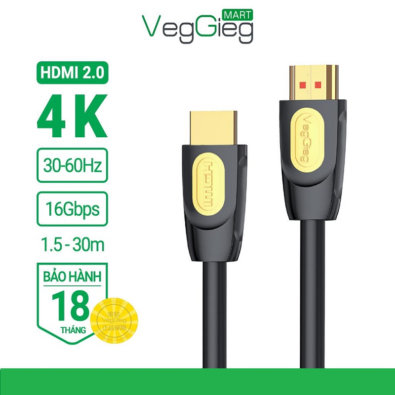 Cáp HDMI 2.0 4K60Hz chính hãng Veggieg dài 5m V-H206 cao cấp