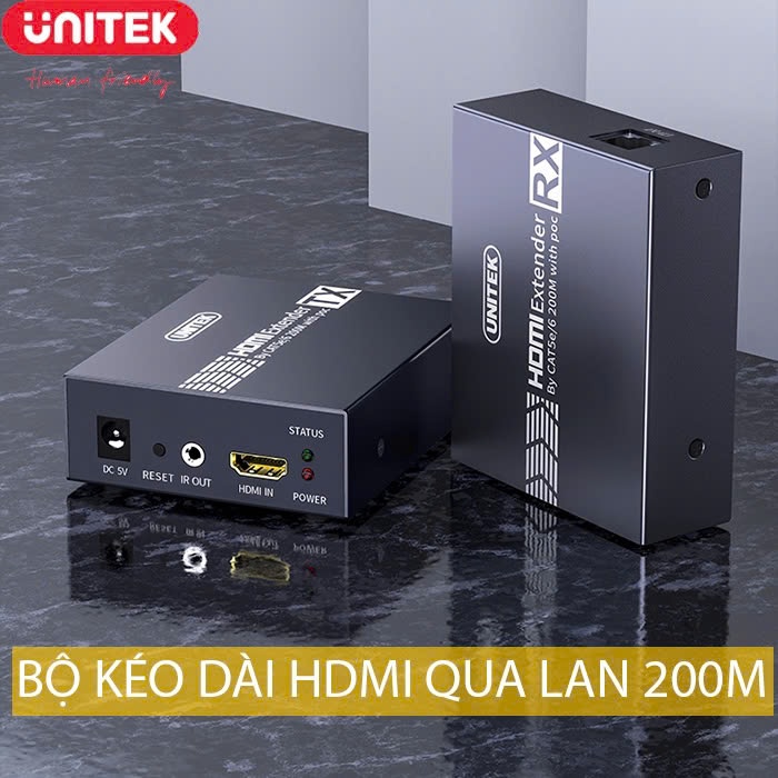 Bộ khuếch đại kéo dài tín hiệu HDMI qua Lan 200M Unitek V150A