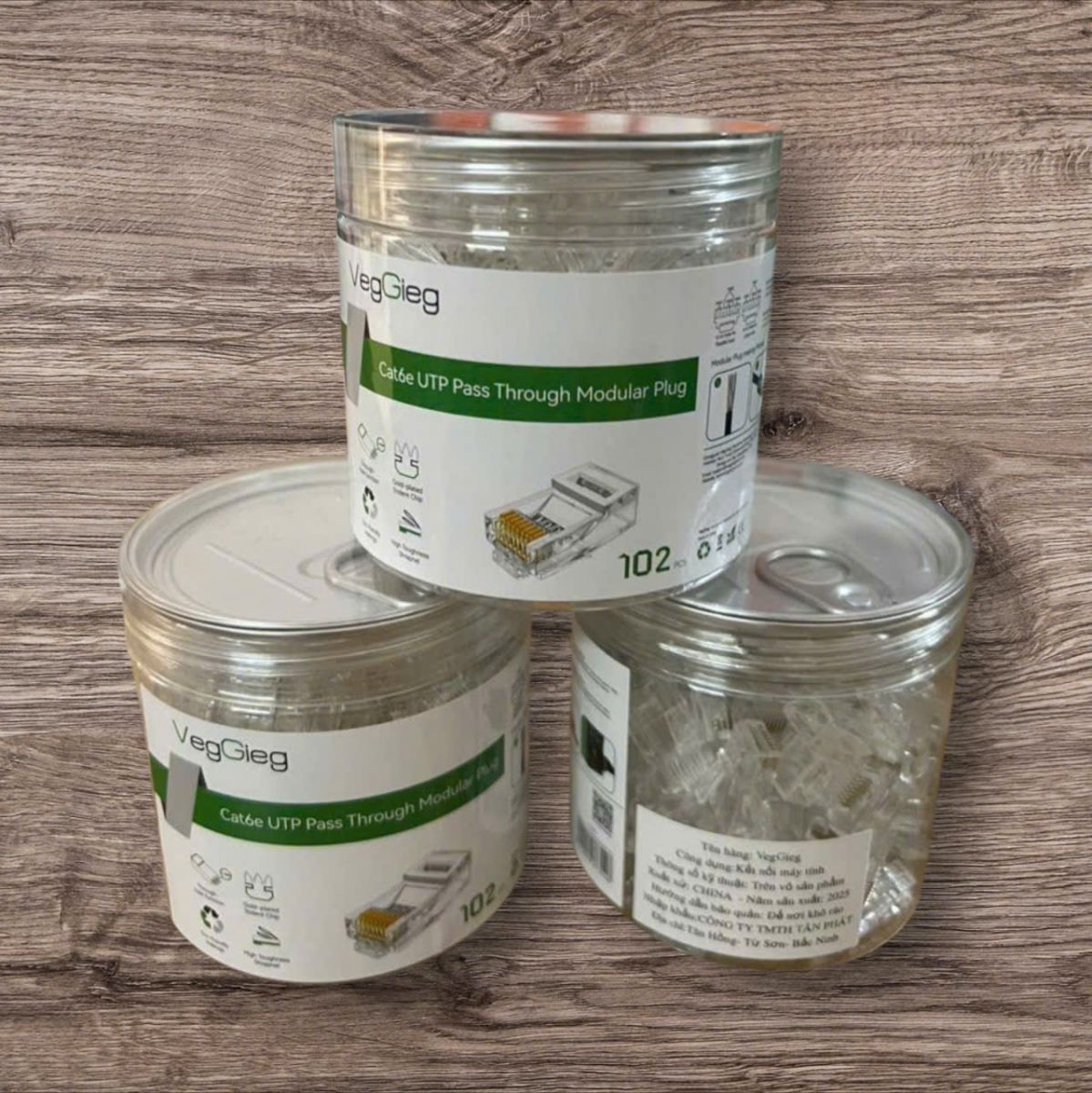 Đầu bấm hạt mạng UTP cat6E Chính hãng Veggieg, V-E008 chuẩn tốc độ gigabits