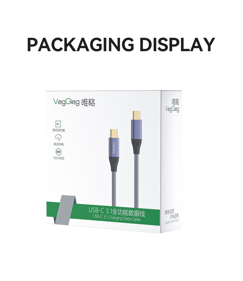 Cáp USB-C 3.1 M/M 4K V-H921 2m - Hỗ trợ 100W, Truyền dữ liệu 10Gbps, Hình ảnh 4K60Hz