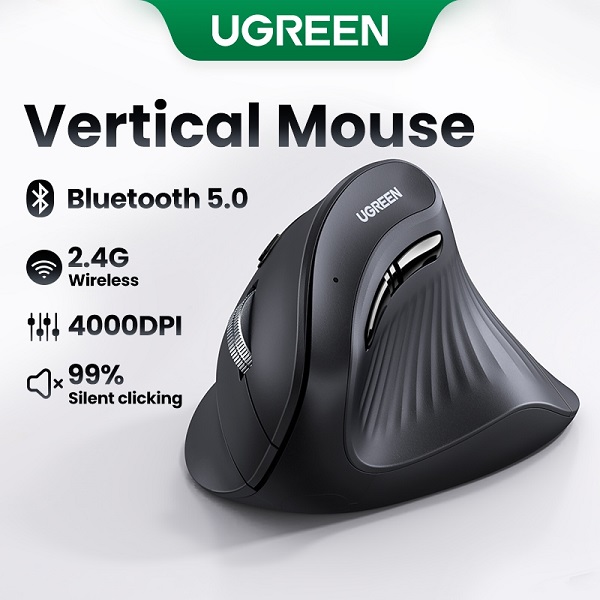 Chuột bấm im lặng không dây 4000DPI dọc Bluetooth 5.0 Ugreen MU008