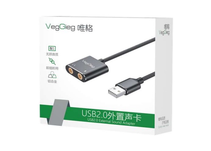 USB sound card 2.0 2 đầu mic và tai nghe V-K104 Veggieg