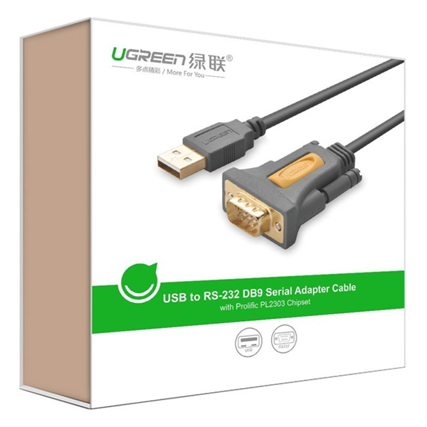 Cáp USB sang Com RS232 dài 1,5m chính hãng Ugreen 20211 cao cấp