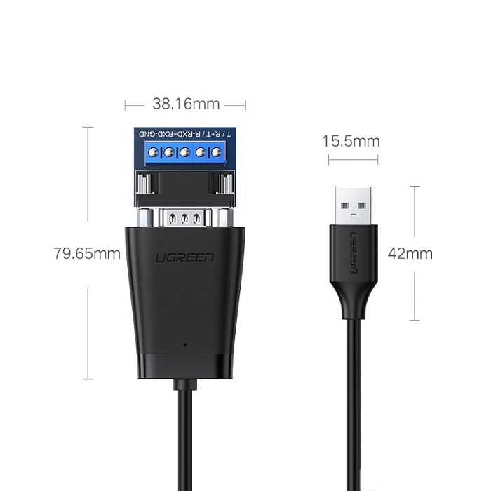 Cáp USB 2.0 sang Com DB9 RS422 dài 1,5m Ugreen 60562 chính hãng 