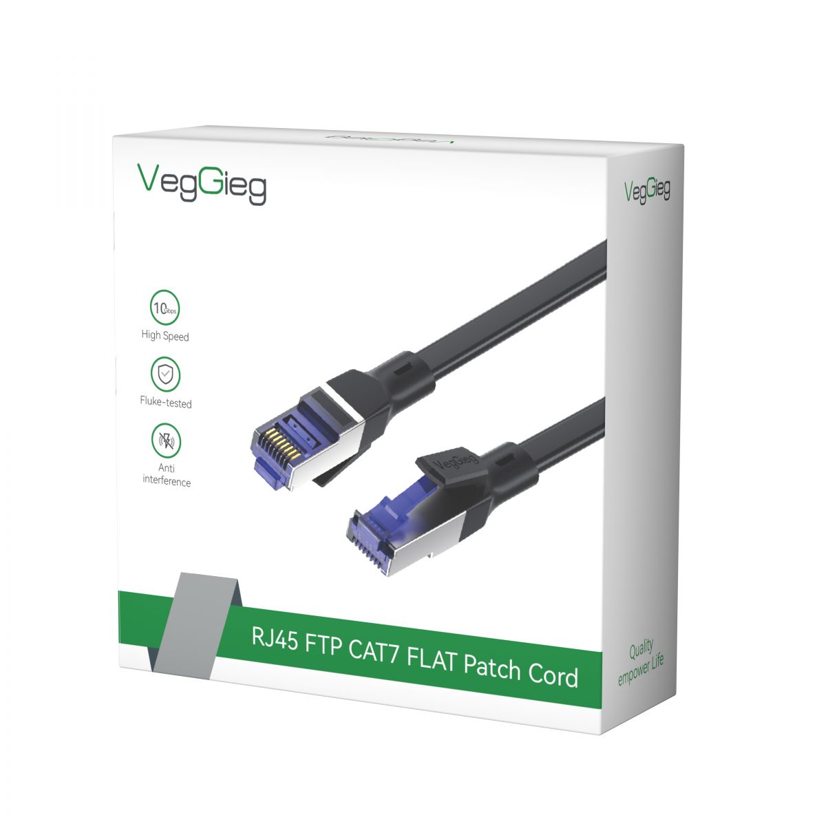 Dây nhảy mạng RJ45 FTP CAT7 FLAT V-E724 5m - Cáp Patch Cord 10Gbps lõi đồng nguyên chất cao cấp