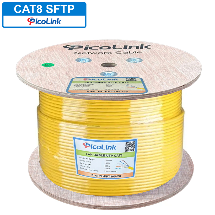 Dây cáp mạng PicoLink CAT8 SFTP tốc độ 40G 2000M hỗ trợ POE mã PL-SFTP305-8