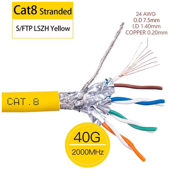 Dây cáp mạng PicoLink CAT8 SFTP tốc độ 40G 2000M hỗ trợ POE mã PL-SFTP305-8